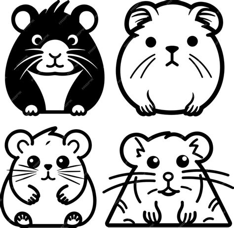 Premium Vector Cute Hamster Silhouette Set Vector Illustration