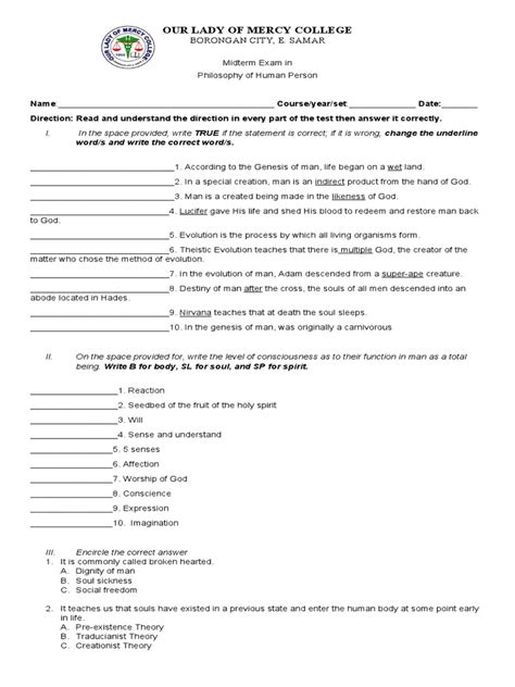 Philosophy Midterm Exam | PDF | Soul | God