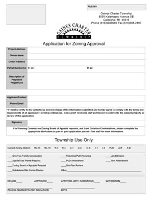 Fillable Online Gainestownship Rezoning Bapplicationb Gaines Charter