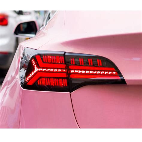 Led Sequential Tail Lights For Tesla Model 3 Model Y 2017 2021 Smoked Rear Lamp Ebay