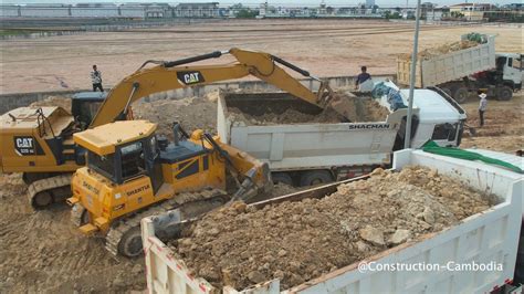 Wonderful Incredible Action Full Dump Trucks Stuck In Dirt Help By CAT