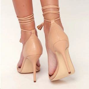Lulus Shoes Lulus Nude Lace Up Tassel Heels Poshmark