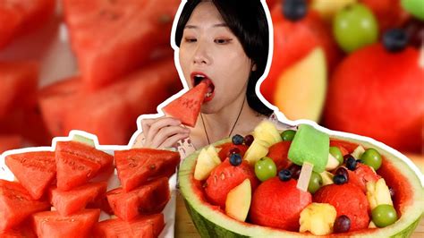 Mukbang Sub Ariel Channel Watermelon Platter Asmr Sounds Youtube