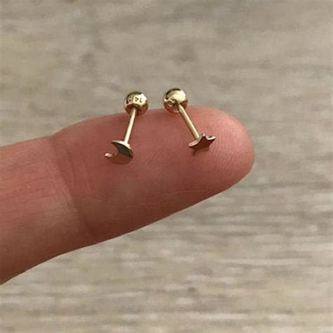 K Gold Star Screw Back Etsy