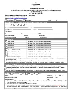 Fillable Online 2016 Imtc Ieee Ims Hotel Reservation Form 2016 IEEE