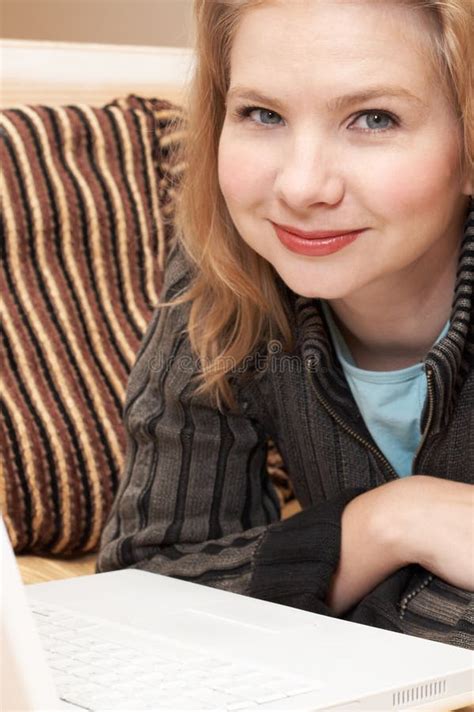 Blonde Woman On The Couch Picture Image