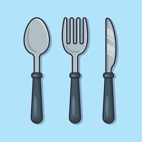 Premium Vector Spoon Fork And Knife Cartoon Vector Illustration