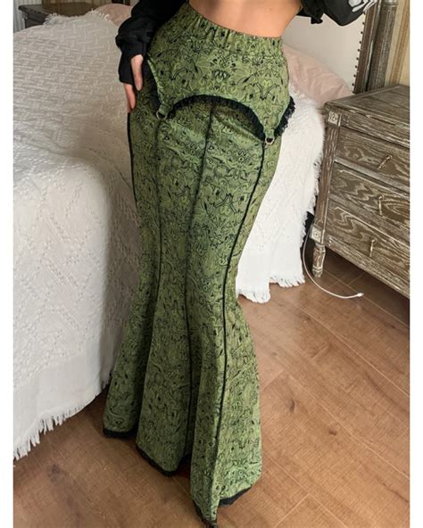 Vintage Fashion Elegant Green Long High Waist Skirt