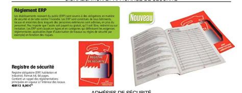 Promo Registre De S Curit Chez Calipage Icatalogue Fr