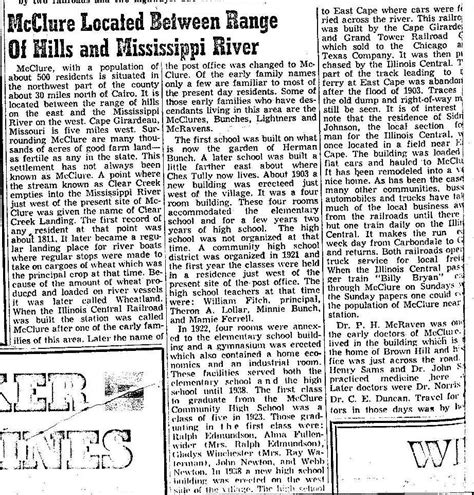 History of McClure, Illinois. by Donna Churchill (1 page) - Shawnee ...