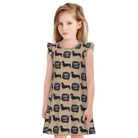 Goofa Dachshund Dog Woof Pattern Sweet And Sassy Girls Nightgowns