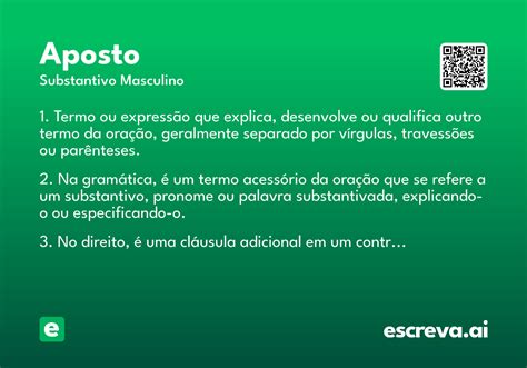 Aposto Significado - Aposto - Significado e Sinônimo - escreva.ai