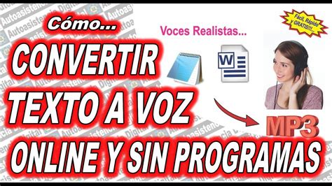 Como Convertir TEXTO A AUDIO Mp3 Fácil y Sin Programas Autoasistencia