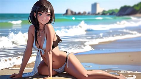 Premium Photo Cute Anime Woman On Beach