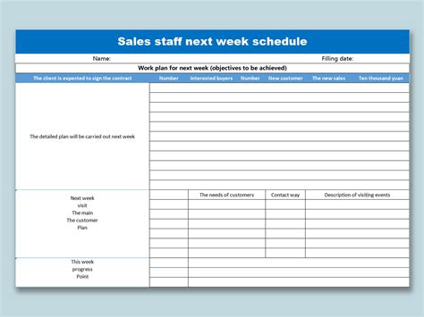 EXCEL of Sales Staff Next Week Schedule.xlsx | WPS Free Templates