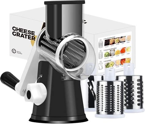 Ourokhome Rotary Cheese Grater Vegetable Slicer Rotary Round Drum