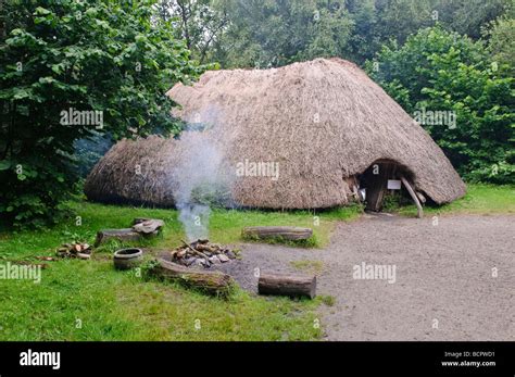 stone age thatched house   irish national heritage park county