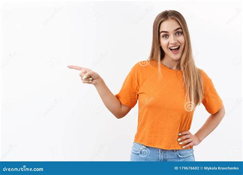 Have You Seen It Sign Up Quick Cheerful Enthusiastic Blonde Girl