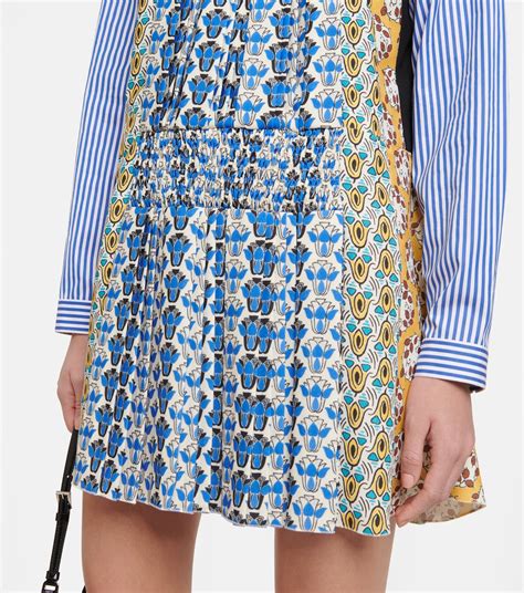 Floral Crepe Mini Dress In Blue Prada Mytheresa