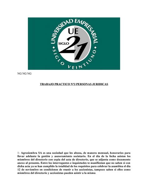 TP N 3 Personas Juridicas NG NG NG TRABAJO PRACTICO N3 PERSONAS