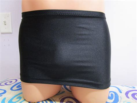 Black Nylon Spandex Mini Skirt 8 Length Fits Etsy