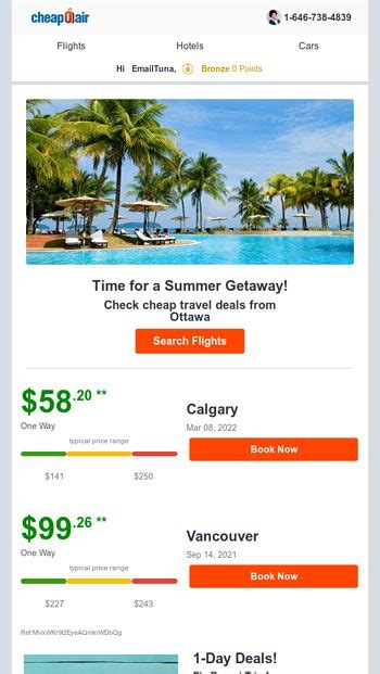 1 Day Deals Fly Round Trip From 43 92 CheapOair Email Archive