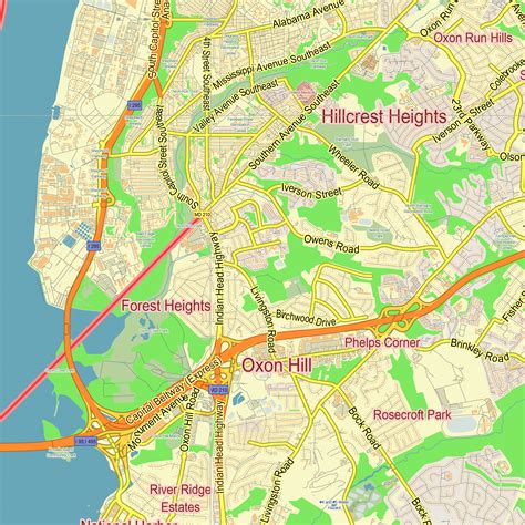 Washington DC Alexandria VA US printable editable layered Vector Map