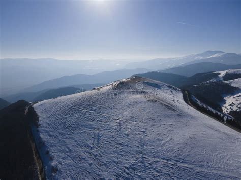 Aerial Winter View of Balkan Mountains Around Beklemeto Pass, Bulgaria ...