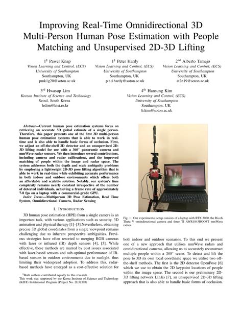 Pdf Improving Real Time Omnidirectional D Multi Person Human Pose