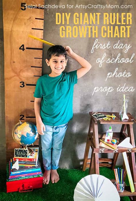 DIY Giant Wooden Ruler Growth Chart - First Day of School Photo Prop