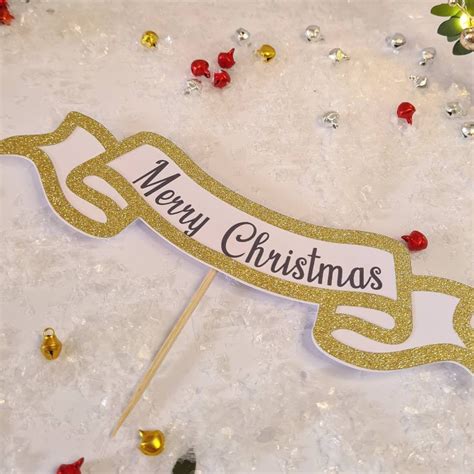 Merry Christmas Cake Topper Merry Christmas Centre Piece Etsy