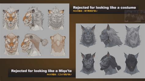 Rejected Hrothgar faces/hairstyles from the Artwork stream : ffxiv