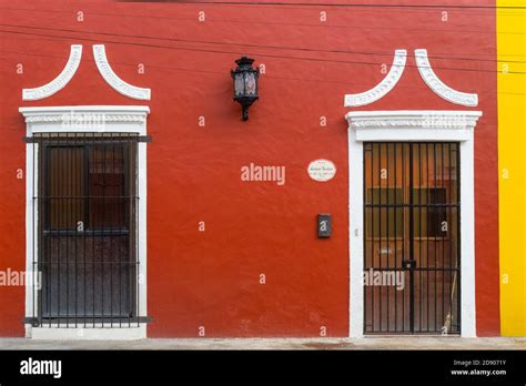 Colonial Style Facade Of A House In Merida Old City Center Merida