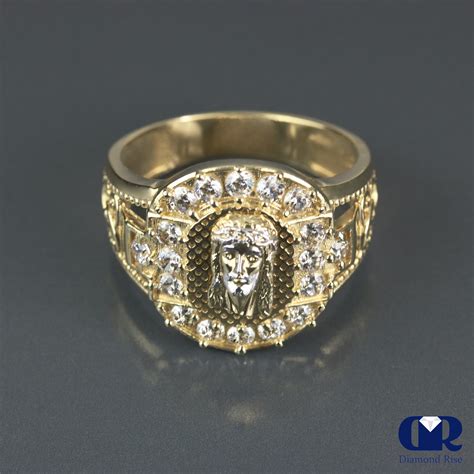 Men's 14K Gold Jesus Diamond Pinky Ring - Diamond Rise Jewelry