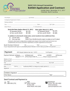 Fillable Online NAGC 64th Annual Convention Exhibit Application And