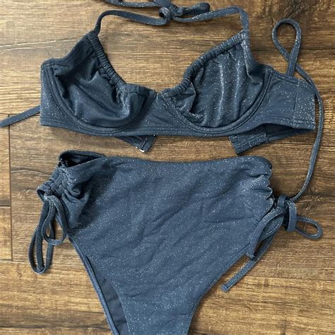 Abercrombie Fitch Sparkly Blue Bikini High Depop