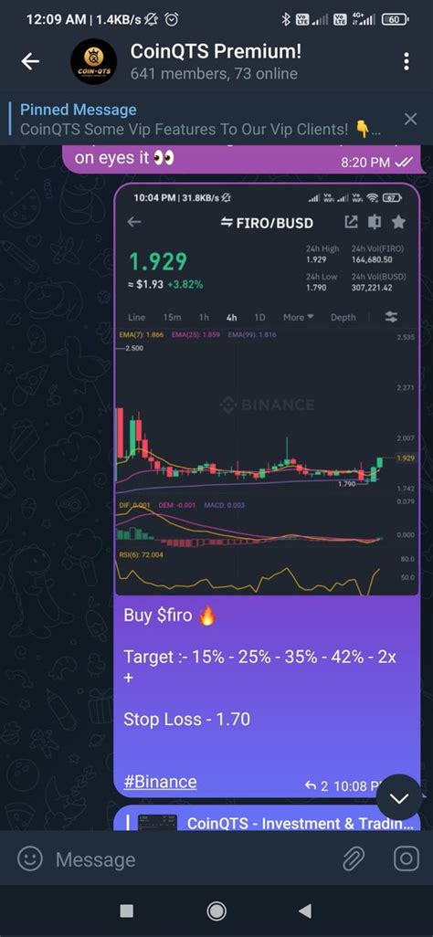 Coinqts On Twitter Firo X Profit In Premium Group Are