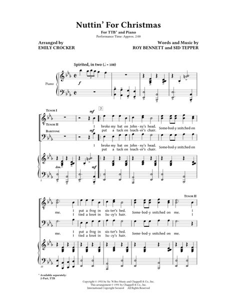 Nuttin For Christmas Arr Emily Crocker Sheet Music Sid Tepper