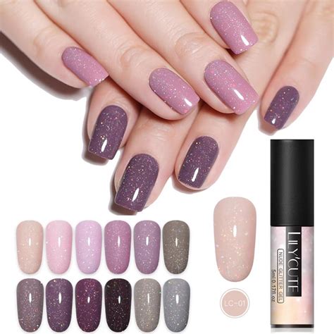 Buy LILYCUTE Glitter UV Gel Iridescent Sequins Soak Off Gel Nail Polish