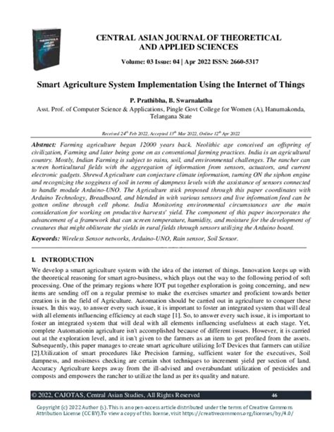 Pdf Smart Agriculture System Implementation Using The Internet Of Things