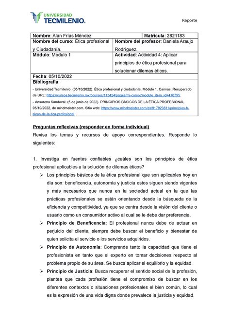 Actividad 4 Ética prof y ciudadanía Nombre Alan Frías Méndez