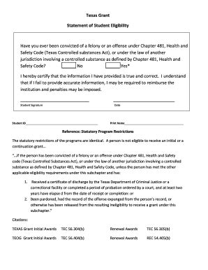 Fillable Online Kilgore Texas Grant Statement Of Student Eligibility