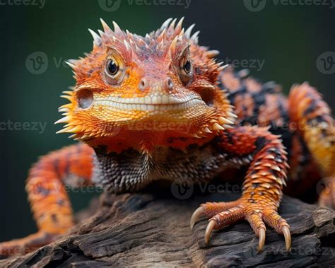 an orange and black lizard with spiky hair generative ai 28386631 Stock ...