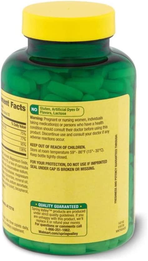 Spring Valley Calcium Magnesium Zinc Vitamin D Caplets Bone