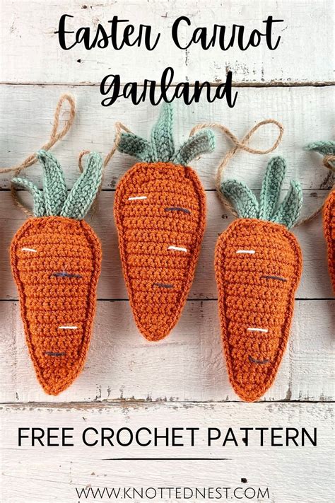 Free Crochet Pattern Easter Carrot Garland The Knotted Nest