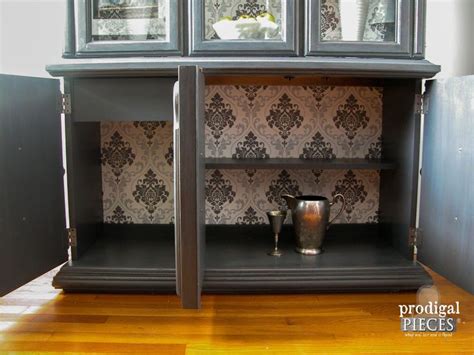 China Cabinet Makeover With Wallpaper Prodigal Pieces Cabinet