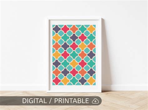 Islamic Geometric Wall Art Digital Printable File Moroccan Trellis Tiles Poster Print Islamic ...