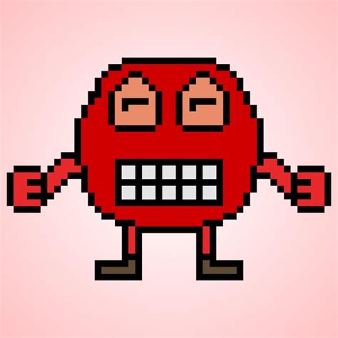 Pixel Art Gezicht Emoticon Karakter Vector Illustratie Premium Vector