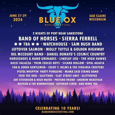 The 10th Blue Ox Music Festival Initial Lineup For 2024 Festy GoNuts