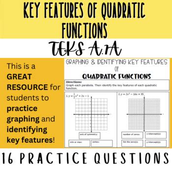 Graphing Identifying Key Features Of Quadratic Functions TEKS A 7A